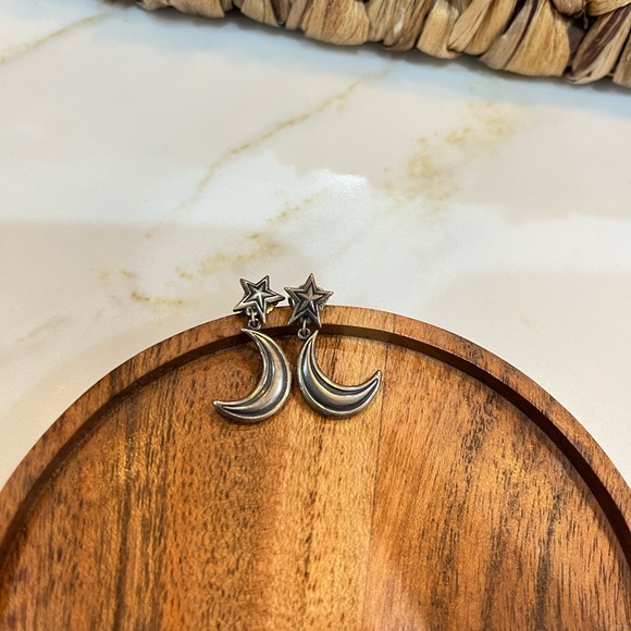 James Avery Silver Star and Crescent Moon Earrings - Picture 2 of 2